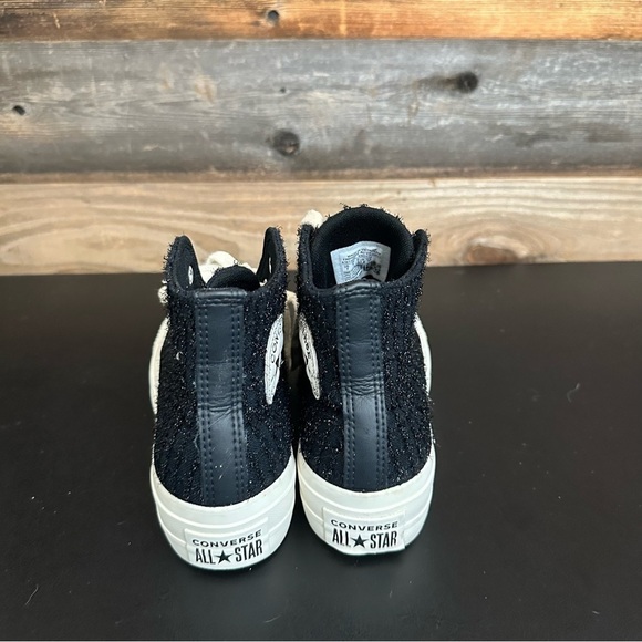 Converse Women's Chuck Taylor All Star Lift Hi Tweed Fabric BLACK WHITE Size 7 - Picture 3 of 11